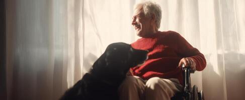 The Elderly Man Enjoys a Heartwarming Moment with His Loyal Dog photo