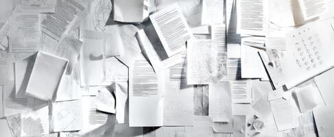 The Overwhelming Collection of Papers and Documents in a Creative Workspace photo