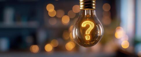 The Illuminated Lightbulb Featuring a Question Mark as Inspiration for Ideas photo