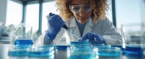 The scientist conducting precise experiments in a modern laboratory setting. photo