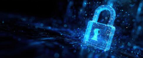 The digital lock symbolizing security and protection in a cyber world. photo