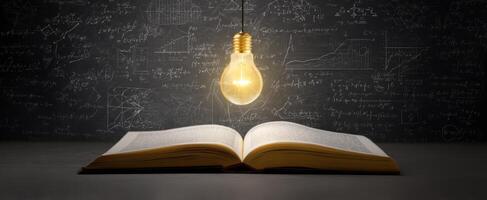 The illuminated book representing knowledge and inspiration in education. photo