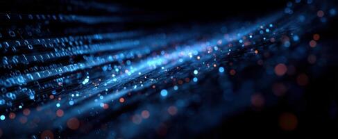 The vibrant flow of digital data against a dark background. photo
