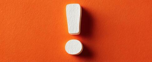 The Exclamation Mark on a Bright Orange Background for Emphasis photo