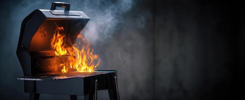 The Intense Flames Erupting from a Modern Barbecue Grill photo