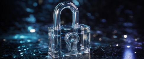 The elegant transparent lock resting on a reflective surface. photo