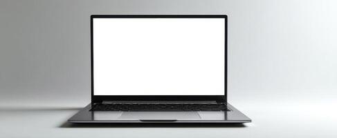 The sleek laptop with a blank screen for creative digital design. photo