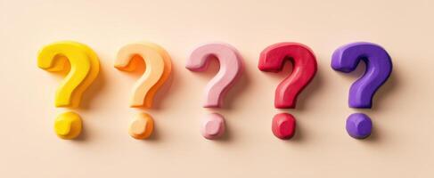 The Colorful Question Marks Representing Curiosity and Inquiry in Abstract Design photo