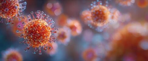 The intricate structure of a virus under a scientific microscope. photo