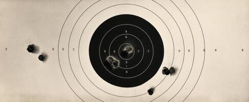 The Target Featuring Bullet Holes and Scoring Rings for Shooting Practice photo