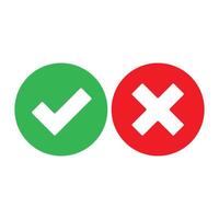 Checkmark and Crossmark icon. green tick mark. red cross mark icons. yes and no buttons. do and don't button. Right And Wrong symbol. correct and incorrect symbol sign. Tick and cross set. vector