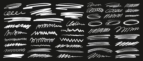 Hand-drawn underlines, scribbles and marker lines. Rough sketchy elements for notes, highlights, or abstract design accents vector