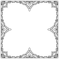 Thai pattern vintage frame, abstract line decorative border vector