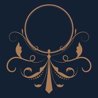 Vintage lines, empty circles, gold lines for branding, luxury lettering design. vector