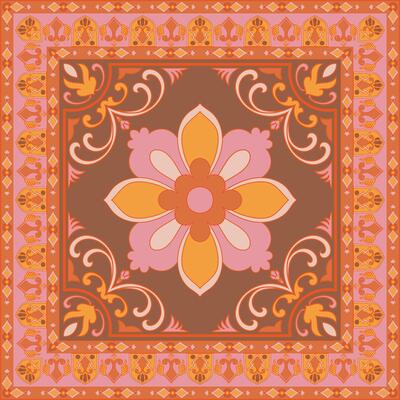 Floral pattern tiles, carpets, scarves, mandala flower mat patterns