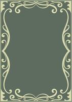 Abstract gold border pattern on green background. Card border. vector