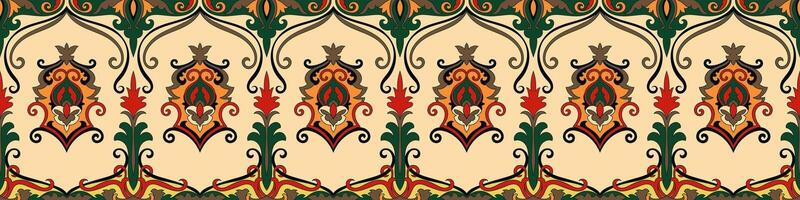 Carpet composition border, tribal fabric pattern, Persian carpet vector