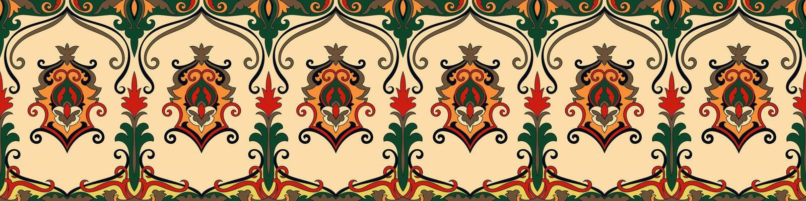Carpet composition border, tribal fabric pattern, Persian carpet