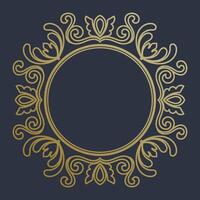 Vintage patterned circle frame with gradient gold color for inserting text. vector