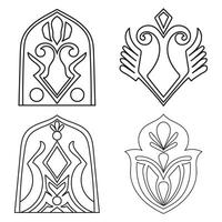Black lines for fabric pattern elements, carpet borders, fabric printing templates vector