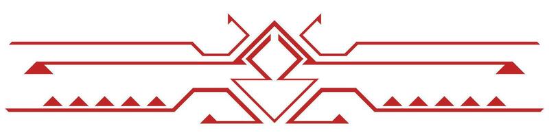 Red symmetrical ethnic pattern, graphic elements vector