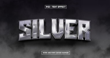 Silver Text Effect with Glow Style psd