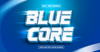 Blue Core Text Effect With light Style psd