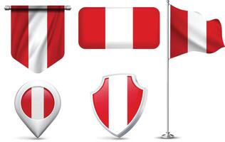 Set of Peruvian Flags in Different Shapes and Styles vector