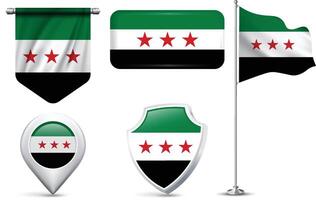 Set of Syrian Flags in Different Shapes and Styles vector