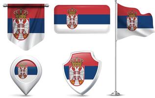 Set of Serbian Flags in Different Shapes and Styles vector