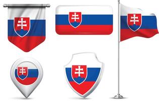Set of Slovak Flags in Different Shapes and Styles vector