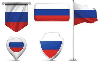 Set of Russian Flags in Different Shapes and Styles vector