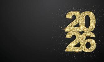 happy new year fireworks, happy new year 2026, full color, black background, gold text, full color text vector
