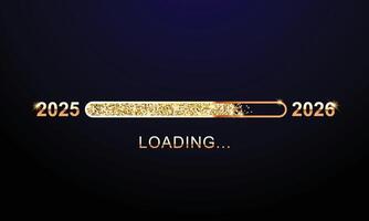 2026 happy new year golden loading progress bar isolated on dark background. vector