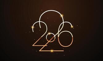 2026 Happy New Year Lettering on Black Background. vector