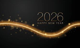 Happy New Year 2026 template - Sparkling burning text font made of sparklers, vector