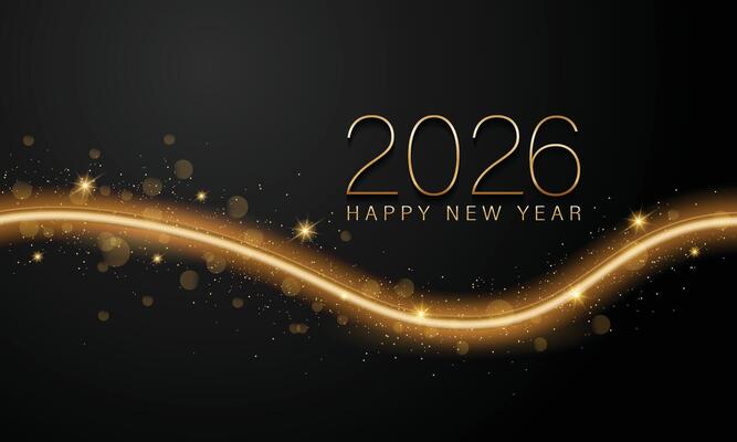 Happy New Year 2026 template - Sparkling burning text font made of sparklers,