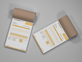 Top View Dual Customizable Invoice Book Mockup Close View. psd