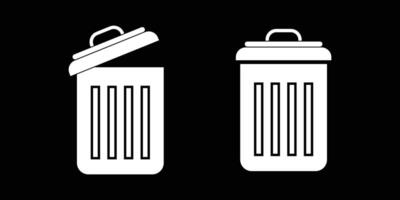 Two trash cans on a black background vector