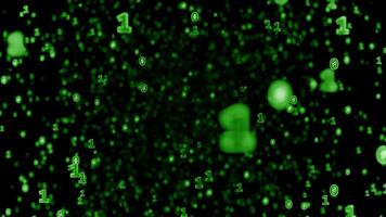 A Dynamic Green Data Stream that incorporates Binary Elements with immersive visual effects video