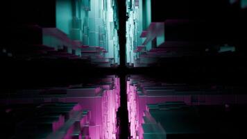 Futuristic Abstract 3D Digital Structures with Vibrant Neon Colors and Dynamic Elements video