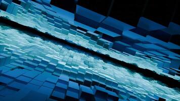 Dynamic and captivating Blue Digital Landscape composed of mesmerizing 3D Cubes that evoke intrigue video