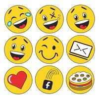 A collection of expressive and symbolic emoji, conveying emotions and ideas in a visual and playful way. Each emoji embodies unique feeling and personality. vector