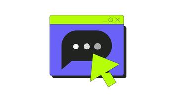 Online messaging 2D onboarding ui animation. Chat browser window with cursor click. Customer support. Forum, remote communication animated cartoon flat concept metaphor 4K isolated on white video