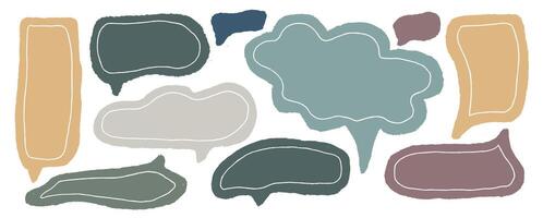 Colorful speech bubbles with crayons and artistic elements in a playful arrangement vector