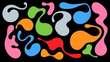 Colorful organic shapes created with irregular blobs on a black background vector