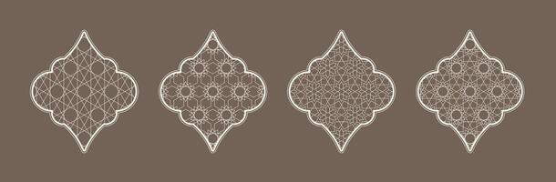 Elegant Islamic window designs featuring intricate geometric patterns and shapes vector