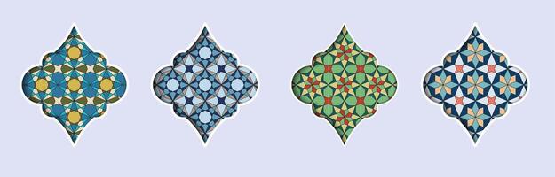 Islamic window designs feature geometric patterns and vibrant colors inspired by tradition vector