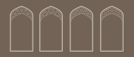 Decorative Islamic window designs showcasing intricate patterns in geometric shape vector