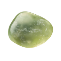 Polished green nephrite jade stone on a transparent background, showcasing its smooth texture and translucent quality Concept of mineralogy, geology, and gemstone png